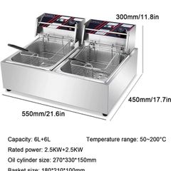 Deep Fryer 12L Electric Fryer 5000W Twin Basket