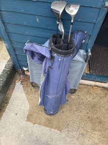 golf clubs and bag