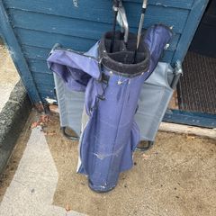 golf clubs and bag