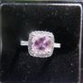Vintage Solid Sterling Silver 925 and DQCZ Pink Halo Ring Size L1/2 - 3,43g Image 8