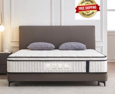 5FT King Size Mattress, 10.2 INCH King Memory Foam Sprung Mattress Medium Firm,Comfortable Sleep for Back Pain Relief and Heavy Sleeper