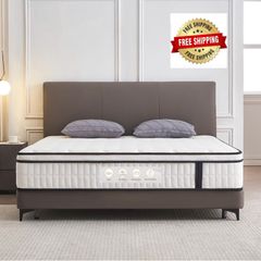 5FT King Size Mattress, 10.2 INCH King Memory Foam Sprung Mattress Medium Firm,Comfortable Sleep for Back Pain Relief and Heavy Sleeper
