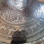 Vintage Middle East Egyptian Geometric brass engraved Tray for wall hanging. 38 CM. Dimeter Image 6