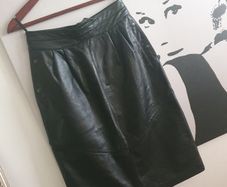 GIORGIO MOBIANI Black Leather Skirt With Pockets