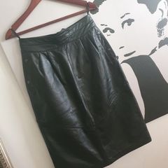 GIORGIO MOBIANI Black Leather Skirt With Pockets