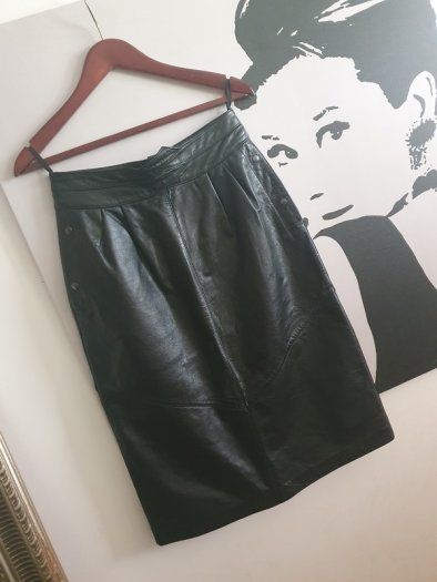 GIORGIO MOBIANI Black Leather Skirt With Pockets