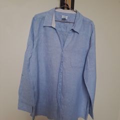 Fab Blue Sigrid Olsen Linen Shirt Sz Xl 3f