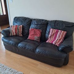 Black Leatherette 3 seater settee