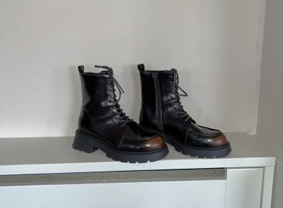 Brand New Black & Brown Chunky Ankle Boots from Primark Size UK 5 / EU 38