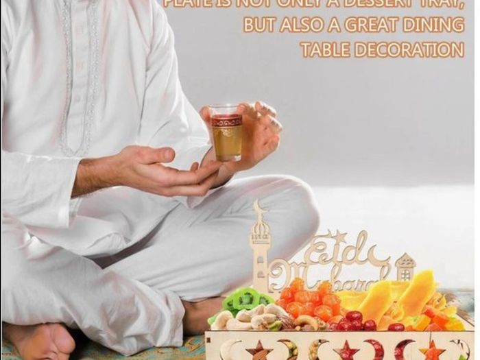 Brand new Eid Mubarak plate wooden tray,