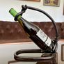 Vintage 20th Century Cast Iron Metal Brutalist Sculpture Bottle Holder Wine Rack Image 4