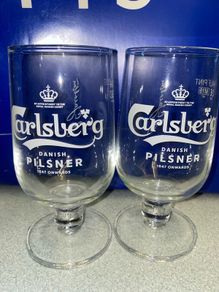 carlsberg beer half pint glasses brand new