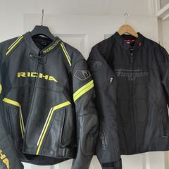 2 jackets and scorpion helmet