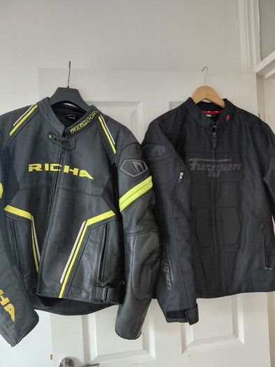 2 jackets and scorpion helmet