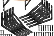 10 Pieces Shelf Brackets Heavy Duty, Wall Mounted Triangle Shelving Brackets, 90 Degree Right Angle Shelf Supporters Brace Brackets, for Living Room Bedroom (10 PCS Black 150x95 mm/6x3.7 inch)