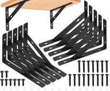 10 Pieces Shelf Brackets Heavy Duty, Wall Mounted Triangle Shelving Brackets, 90 Degree Right Angle Shelf Supporters Brace Brackets, for Living Room Bedroom (10 PCS Black 150x95 mm/6x3.7 inch)