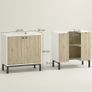 Modern under-sink cabinet metal base double door 60 x 30 x 60 cm - white and wood color Image 2