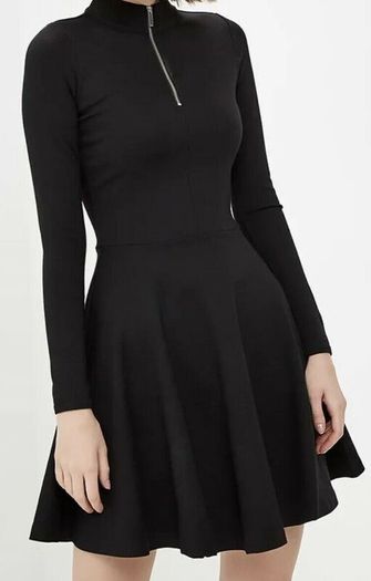 Karen Millen High Neck Zip Black Jersey Dress