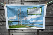 Funky Vintage Retro, Kitchen Kitsch, Caravan-Chic Cotton Tea Towel, of the Humber Bridge, Perfect for Use or Vintage Craft Projects