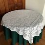 Circular Green Tablecloth with white lace overlay Image 2