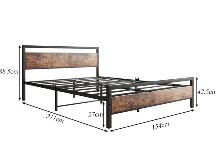 King Size Bed Frame with Wooden Headboard