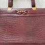 Beautiful Wine Crocodile type leather Handbag Image 3