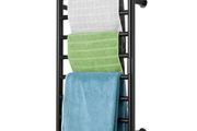 8 Bars Towel Warmer Rack, Wall Mounted Heated Towel Rack for Bathroom, IPX5 Waterpoof Towel Heater Rack with Timer &amp; LED Display Screen, 5 Levels Adjustable Temperature Towel Heater, Black
