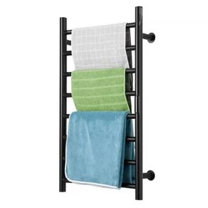 8 Bars Towel Warmer Rack, Wall Mounted Heated Towel Rack for Bathroom, IPX5 Waterpoof Towel Heater Rack with Timer & LED Display Screen, 5 Levels Adjustable Temperature Towel Heater, Black