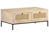 Coffee Table 90x50x37 cm Solid Mango Wood and Natural Cane
