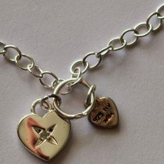 925 Stamped Silver Heart Charm Bracelet