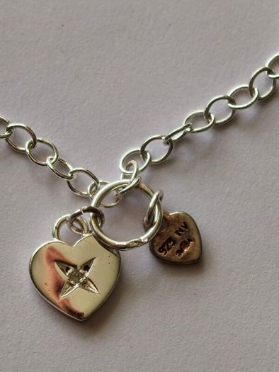 925 Stamped Silver Heart Charm Bracelet