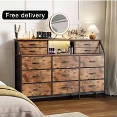 Dresser for Bedroom with 13 Drawers, 55 inch Wide Chest of Drawers