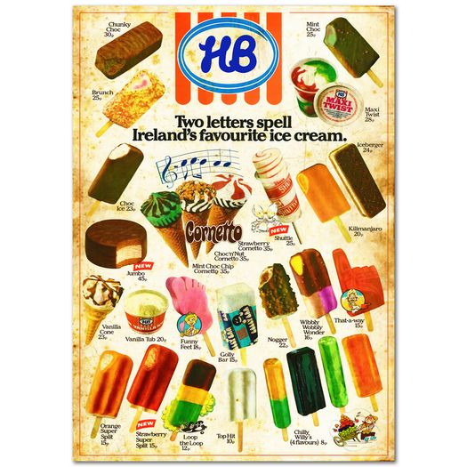 HB Ice Cream & Irish Snack Posters - A4 / A3 Prints