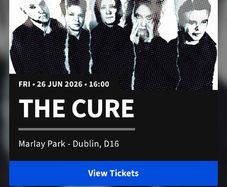 Two cure tickets for Marley on Friday 26th