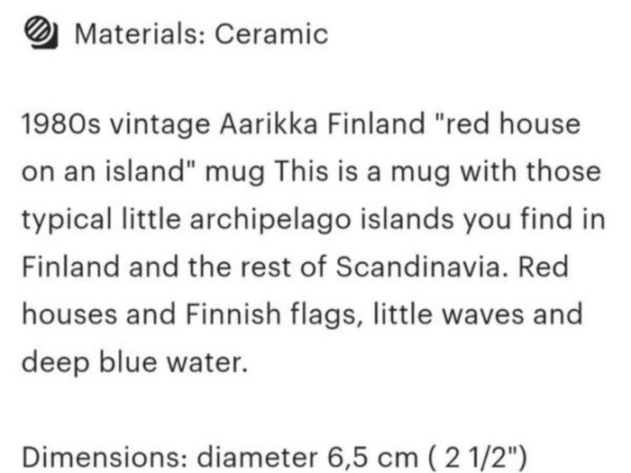 Aarikka Ceramic Mug (1980s)