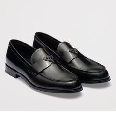 Women Prada Brushed Leather Loafers