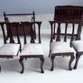 Vintage wood doll's house dining room furniture & tableware Image 4