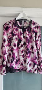 DANA BUCHMAN fuschia mix layered top Sz S (Fit 8-10UK)