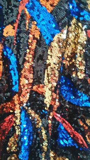 Woman 70,s style dress multicolored sequence