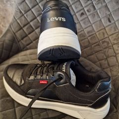 Levis black leather trainers