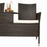 _Polyrattan Garden Bench with Table, 2-Seater, for Garden, Balcony and Patio, Plastic Feet, Garden Bench with Seat Cushion Image 4