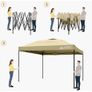 Beige Pop-Up Canopy Tent 8'x8' with Roller Wheel Bag Image 3