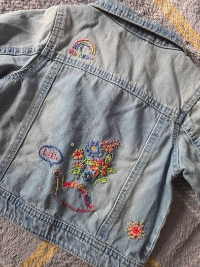 Brand New Next Girls Embroidered Denim Jacket 18-24 months