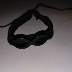 Handmade Black Bracelet Infinity Natural Leather from Nepal