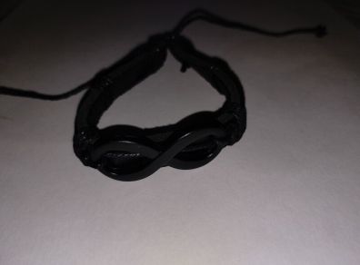 Handmade Black Bracelet Infinity Natural Leather from Nepal