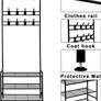 Coat Rack Stand with Shoe Rack and Removable 16 Hooks Free Standing Hall Tree Matte Steel Frame Hat Rack Coat Stand for Storage (FREE POSTAGE) Image 7