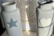 Large Ceramic Vase with Heart or Star on Front