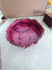 Handmade Pottery bowl made by SUE PARKER AND STAMPED