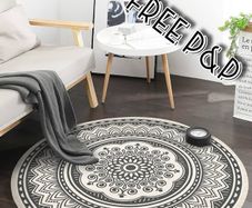 NEW SALE | 4ft Circle Rug Round Area Rug Cotton Woven Rug with Tassels Boho Rug Washable Mandala Printed Carpet Indoor Floor Mat for Bedroom