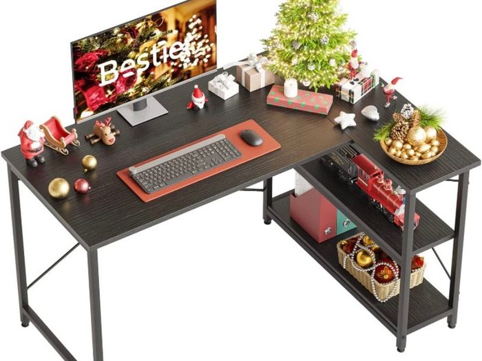 L Shaped Desk Small Corner Desk with Shelves 120CM Reversible Computer Desk Writing Table with Bookshelf for Home Office Small Space LOTS OF COLOURS AVAILABLE, SEE PHOTOS (FREE POSTAGE)